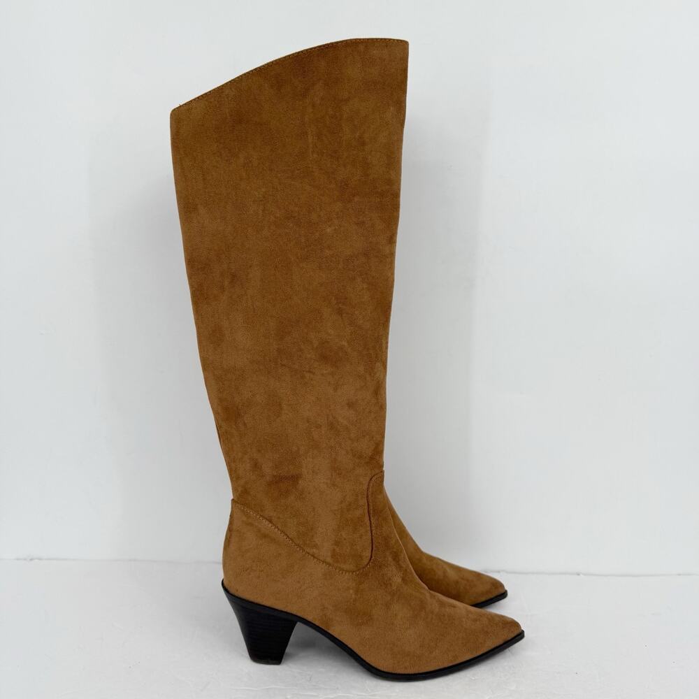 Anne Klein Womens Wei Knee High Boots Size 7.5 M EU 38 Brown Microfiber EUC